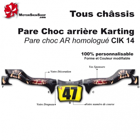 Kit Déco Pare choc arrière Karting CIK14 Monster Motorskin