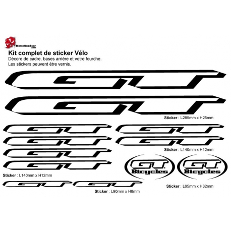 Sticker cadre vélo Kit GT Bicycles