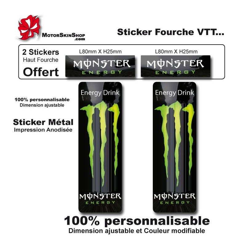sticker fourche vélo VTT monster energy