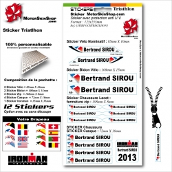 Sticker nominatif Triathlon ironman personnalisable