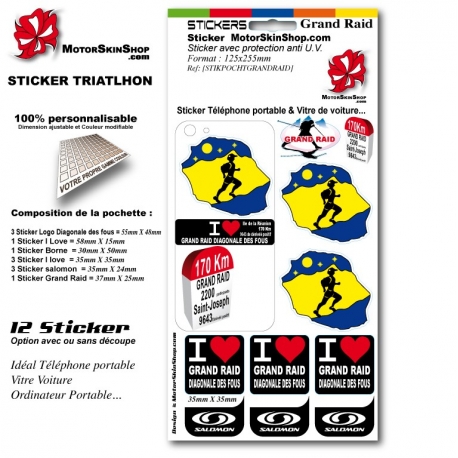 Sticker Grand Raid de la diagonale des fous personnalisable