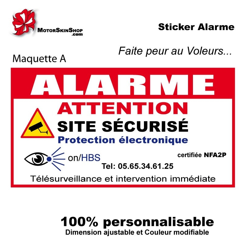 Lot 6 Autocollants Alarme - Site Sécurisé par Télésurveillance -  Intervention