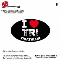 Sticker Logo I LOVE Triathlon Noir