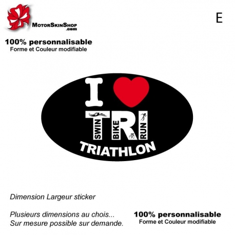 Sticker Logo I LOVE Triathlon Noir