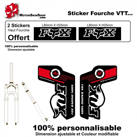 Sticker fourche vélo Fox VTT Rouge