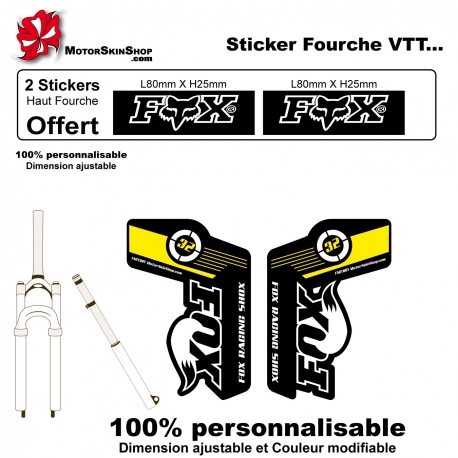 Sticker fourche vélo Fox VTT JAUNE