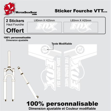 Sticker fourche vélo Fox VTT Blanc découpe