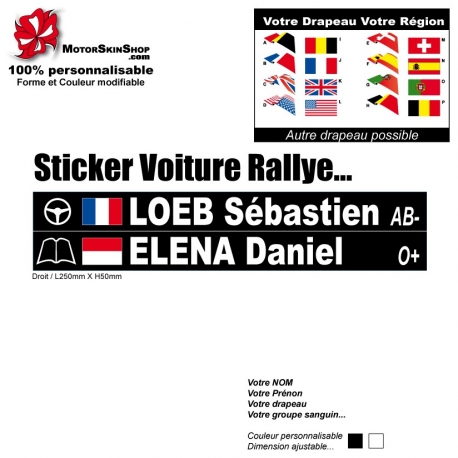 Sticker nominatif Pilote Rallye personnalisable