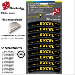 Planche Sticker Jante Excel Tagasago Rims