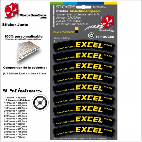 Pochette Sticker Jante Excel Tagasago Rims
