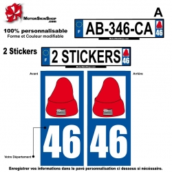 Sticker plaque immatriculation bonnet rouge