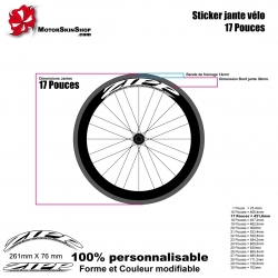 Sticker Zipp vélo jante 17" a 28"