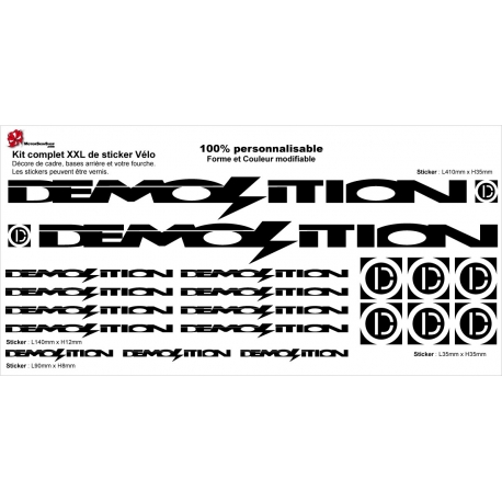 Sticker Kit cadre BMX Demolition Taille XXl