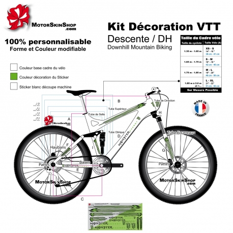 sticker cadre VTT Descente vélo monster pour décoration cadre vélo
