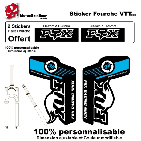 Sticker fourche Fox VTT vélo Bleu