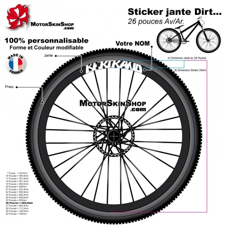 Sticker jante Votre Nom Dirt VTT