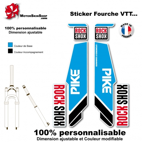 Sticker fourche Pike Rock Shox Bleu 2013