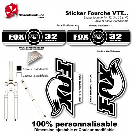 Sticker fourche FOX 32 34 36 40 Blanc