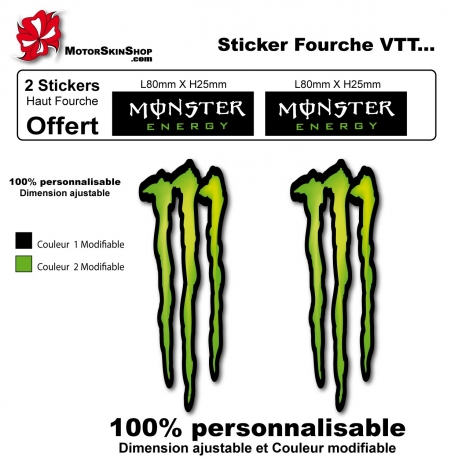 Sticker fourche vélo Monster Energy