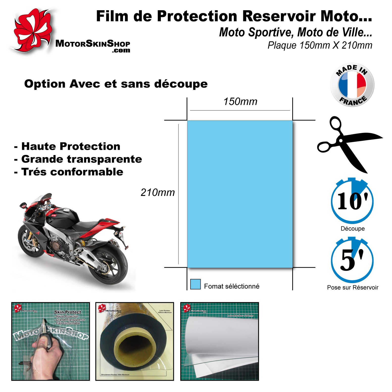 film de protection réservoir moto épais transparent tank pad