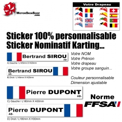 Sticker nominatif Pilote Karting personnalisable
