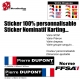 Sticker nominatif Pilote Karting personnalisable