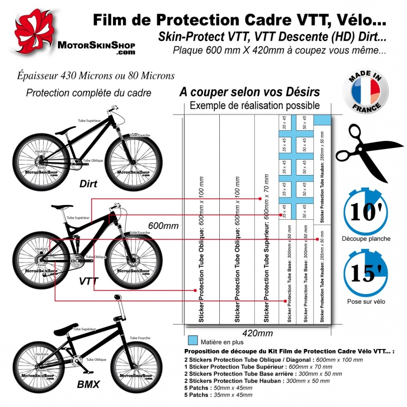 film de protection cadre VTT Vélo épais et transparent