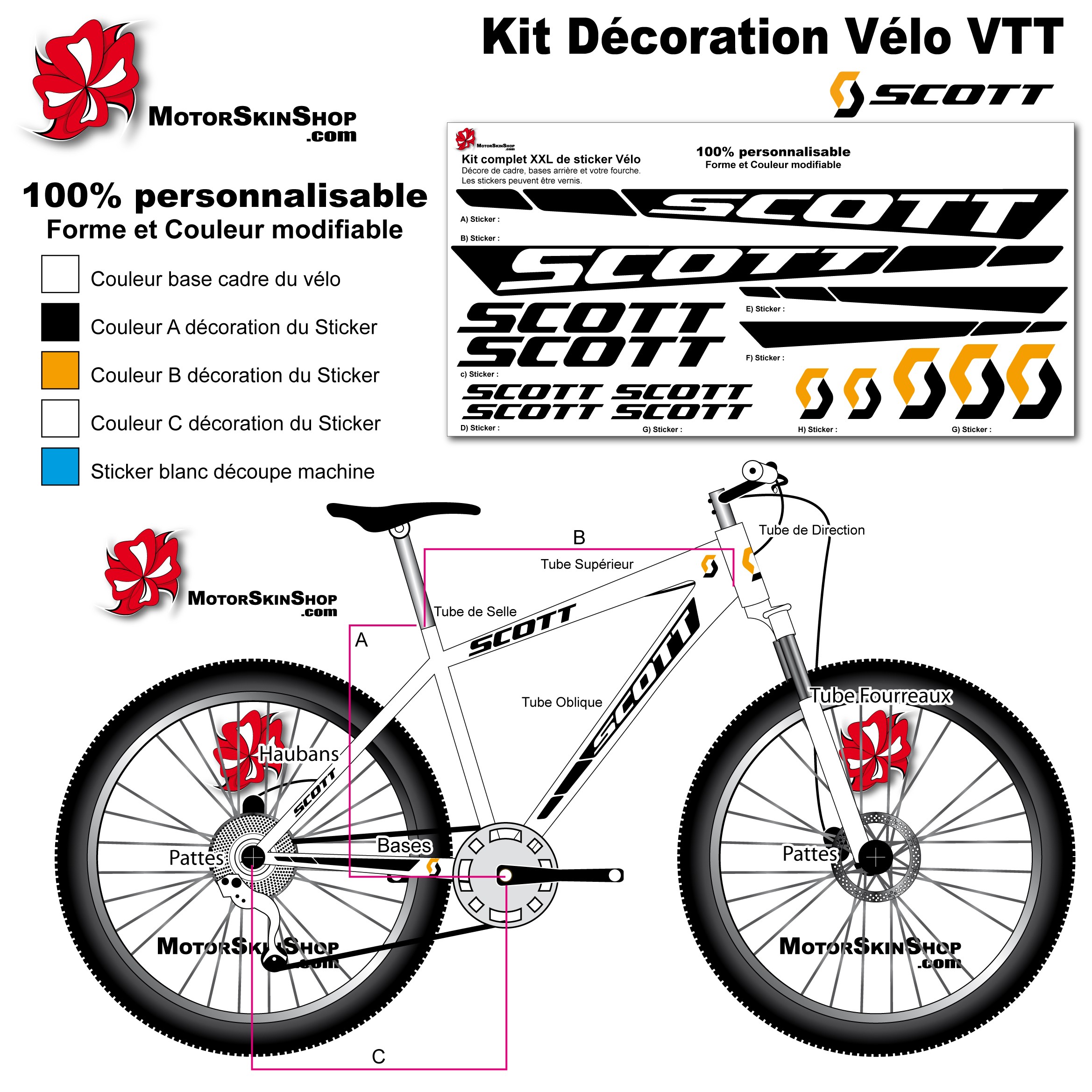STAR SAM® Autocollants cadre de vélo SCOTT SYNCROS Adhésifs Bike Frame Stickers
