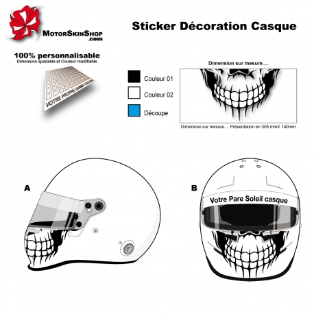 Sticker casque moto / autocollant / étanche / tête de mort fille avec  couronne