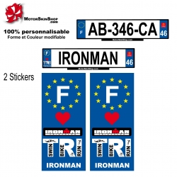 Sticker plaque immatriculation Ironman