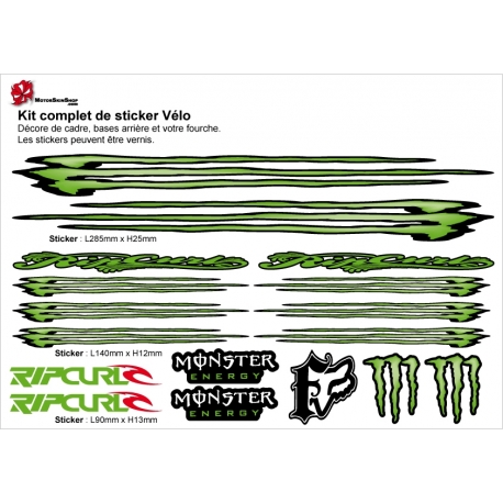 Sticker cadre vélo Kit monster Energy Rip Crurl