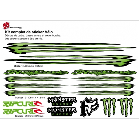 sticker cadre vélo monster energy