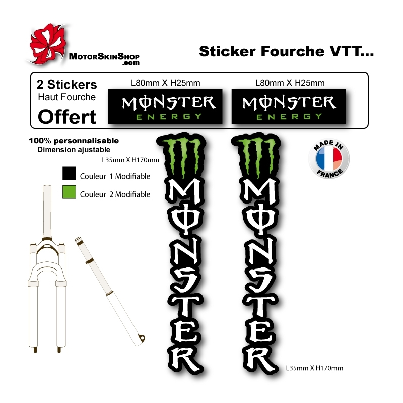 sticker fourche monster energy VTT vertical