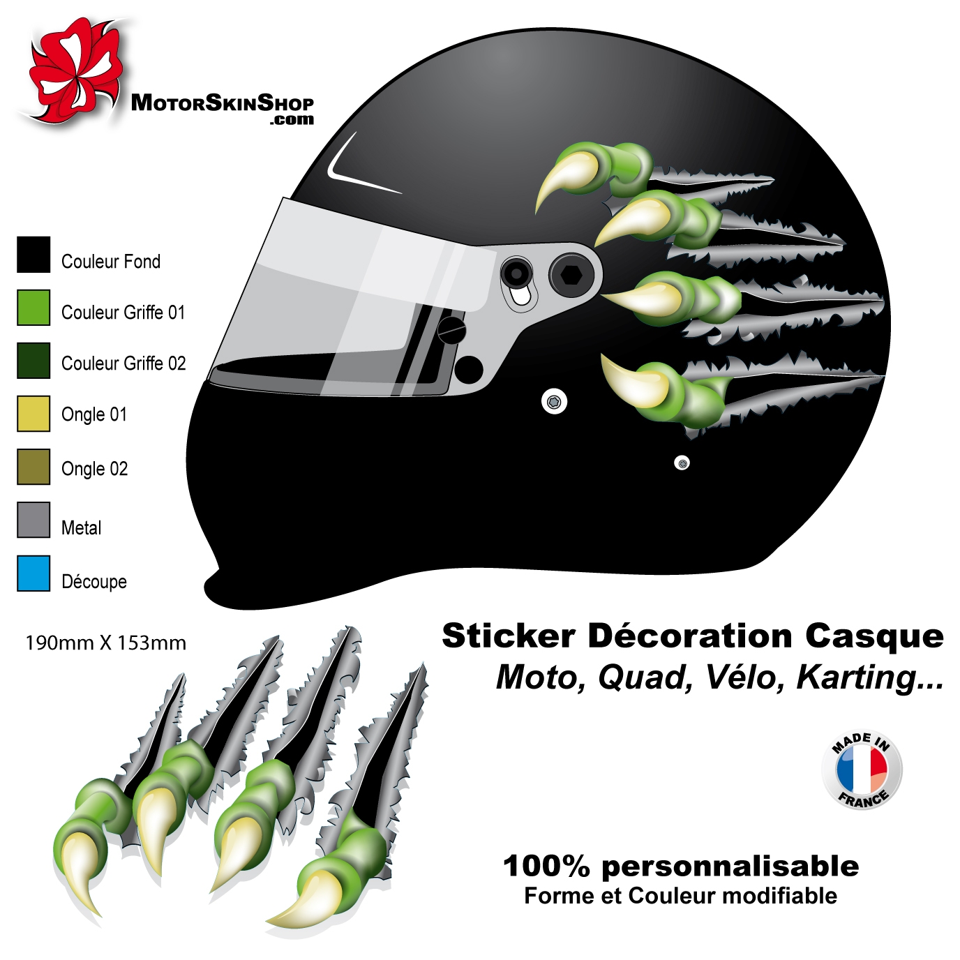 Sticker Griffe Monstre Monster Casque Sticker Griffe Monstre Monster Casque