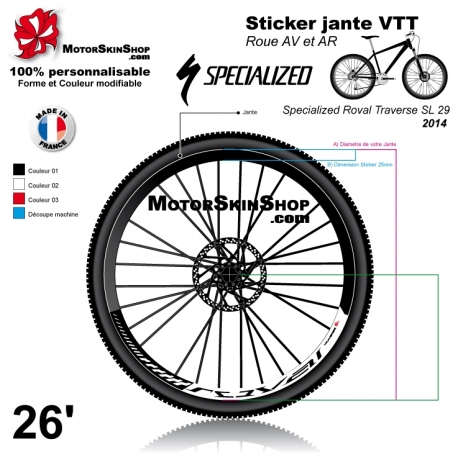 Sticker jante Specialized Roval Traverse SL 2014 VTT