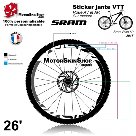 Sticker jante Sram Rise 2015 VTT