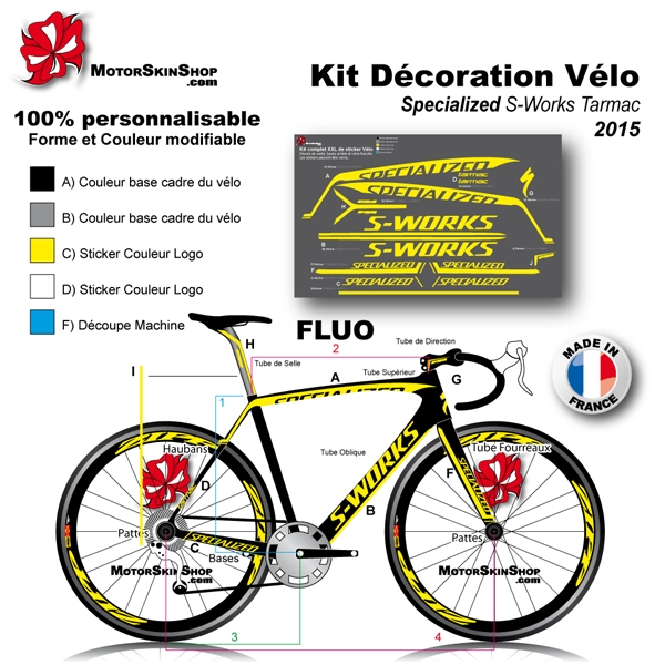 Autocollant Vtt Kit De 16 Autocollants Vinyle Pour Jantes Specialized - Décorations Brillantes Pour VTT Ou Vélo De Route Plaque De Cadre Velo