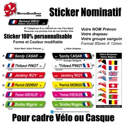 Sticker nominatif Vélo et Casque Oblique personnalisable