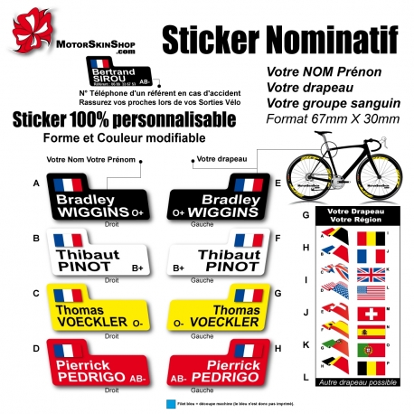 vélo cadre course 10 Stickers Autocollants signature personnalisé et drapeau 