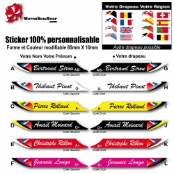 Sticker nominatif Vélo personnalisable plus drapeau