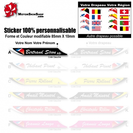 Sticker nominatif Vélo personnalisable plus drapeau