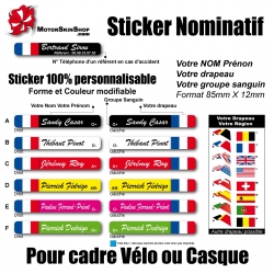 Sticker nominatif Vélo Casque personnalisable