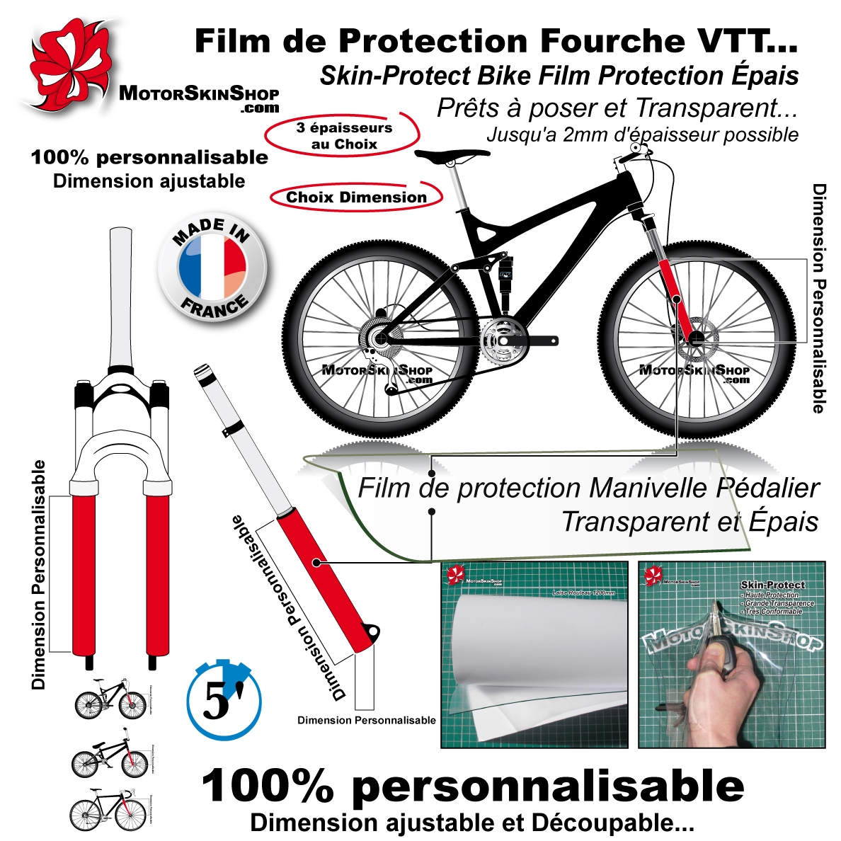Kit Film Protection VTT sur mesure personnalisé a vos dimensions et  épaisseur
