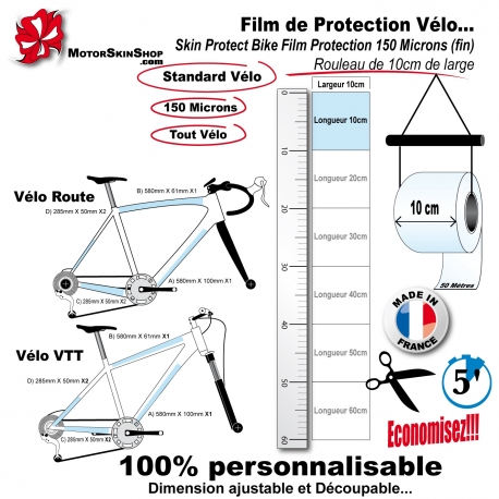 Film de Protection Vélo unitaire 10cm de large économique