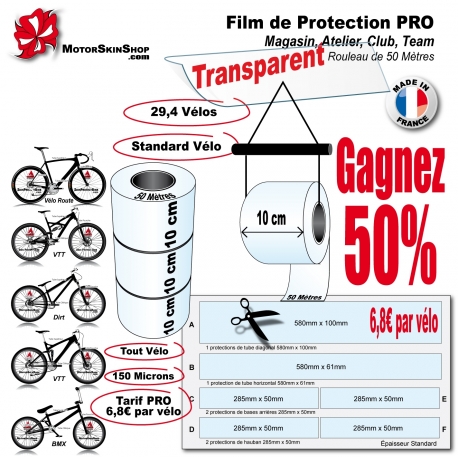 Film de Protection PRO Rouleau 10cm Vélo et Bike
