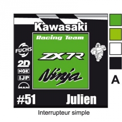 Sticker prise Moto Sportive Kawasaki interrupteur