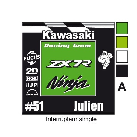 Sticker Prise et Interrupteur électrique Moto Sportive Kawasaki.