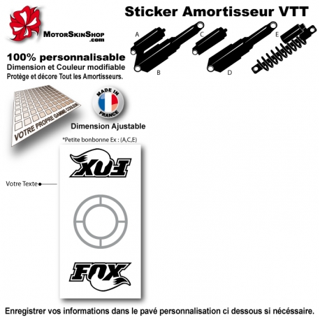 Sticker Amortisseur VTT FOX Blanc Bonbonne