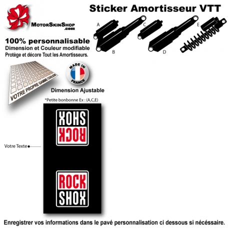 Sticker Amortisseur VTT RockShox Noir Bonbonne