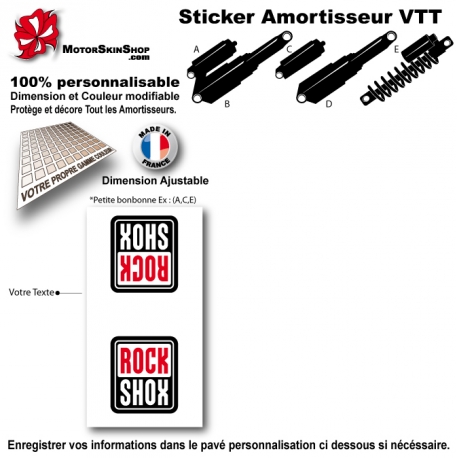 Sticker Amortisseur VTT RockShox Blanc Bonbonne